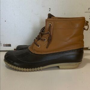 Brown and Black Duck Boots